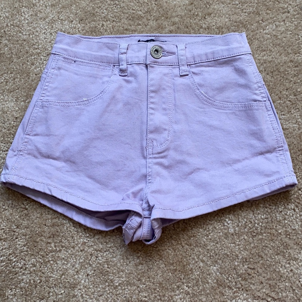 Purple high waisted short shorts